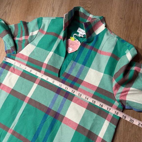NWT Petit Peony Kate Caftan in Kensington Plaid M medium green dress maxi - Picture 8 of 11